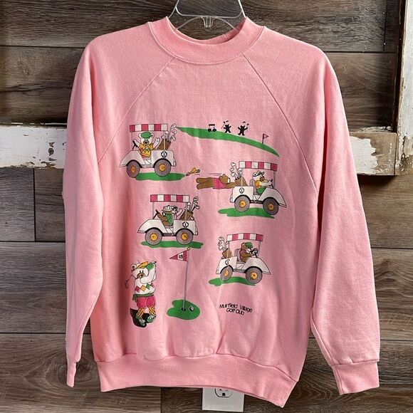 HARBOR LIGHT Ladies Pink Sweatshirt Golf Carts Bears Golfing Golf Club Size Med - Picture 2 of 6